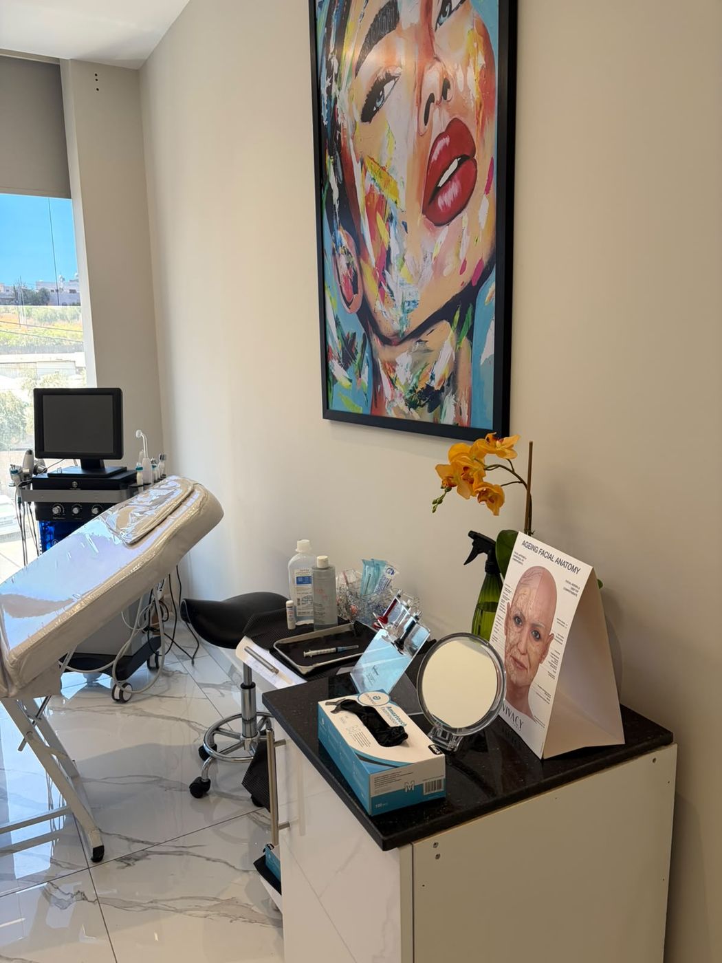Skin Lounge treatments and products corner